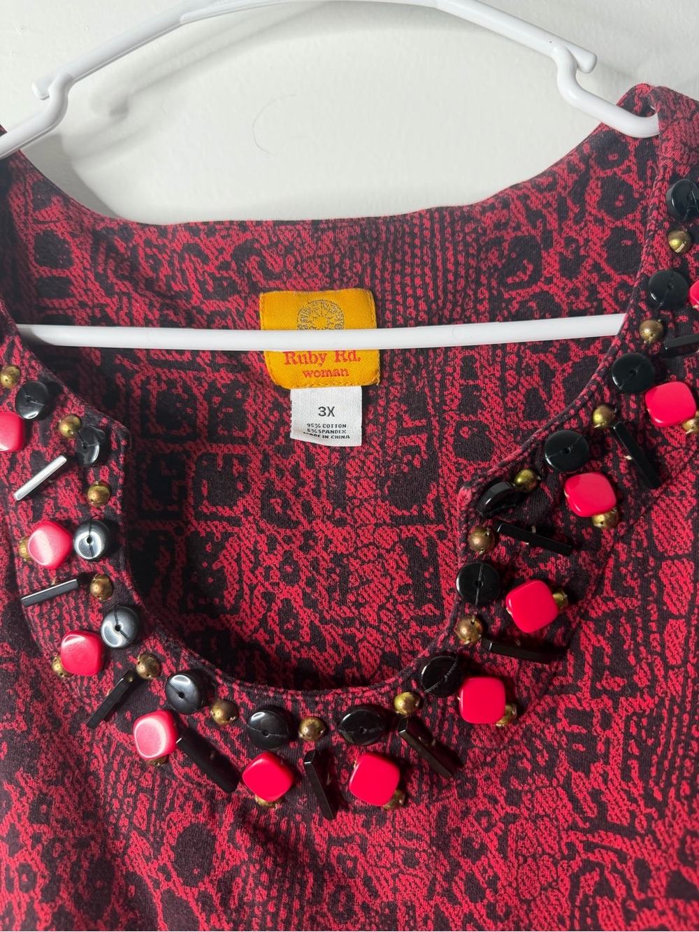 Ruby Rd. Red Patterned Jewel-Neck Tunic - Picture 4 of 4